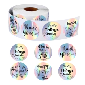 Cao cấp Vòng Quà tặng 1 inch UV in 'cảm ơn bạn' tự dính <span class=keywords><strong>Sticker</strong></span> Bopp không thấm nước in logo dán cho thiệp chúc mừng - Product Image 6