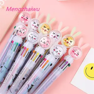Malaysia school supplies for kids stationery sweet cute rabbit 10 colors cheap ball pen promotional multicolor ballpoint pen