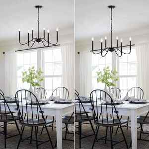 Vintage công nghiệp 6-ánh sáng đèn chùm với thanh lịch E12 Thiết kế mặt dây màu đen treo đèn trần dễ dàng treo cài đặt - Product Image 6