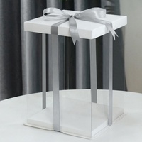 Boîte à gâteau carrée transparente en PET de qualité alimentaire, jetable, recyclable, personnalisée pour mariage et anniversaire