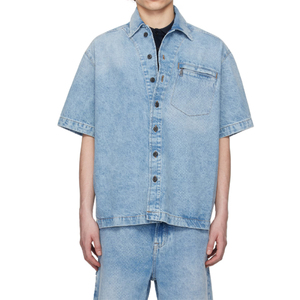 Europee eleganti stile Casual Vintage Streetwear da uomo Boxy <span class=keywords><strong>oversize</strong></span> camicie in Denim abbottonate camicie estive <span class=keywords><strong>di</strong></span> <span class=keywords><strong>jeans</strong></span> taglie forti - Product Image 2