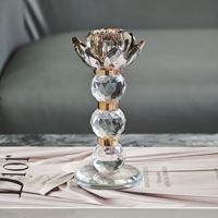 Support de bougie en cristal de lotus de luxe, élégant porte-bougie conique pour dîner romantique, table de mariage, décoration intérieure