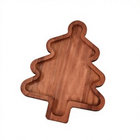 Plateau de service de table en bois jetable, design moderne et élégant, pour desserts et gâteaux, idéal pour les fêtes de Noël et les dîners, pour l'export.