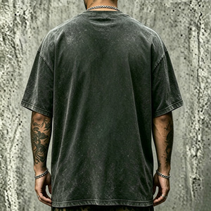 Vintage <b>Washed</b> Oversized Men T Shirt 100% Cotton Short Sleeve Crew Neck Custom Logo Streetwear Tee - Product Image 2