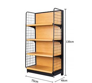 Estantería Metálica <span class=keywords><strong>con</strong></span> Acabado <span class=keywords><strong>Madera</strong></span> para Exhibición en Comercios, <span class=keywords><strong>con</strong></span> Estantes Ajustables y Ganchos para Panel Perforado, Ideal para Supermercados - Product Image 6
