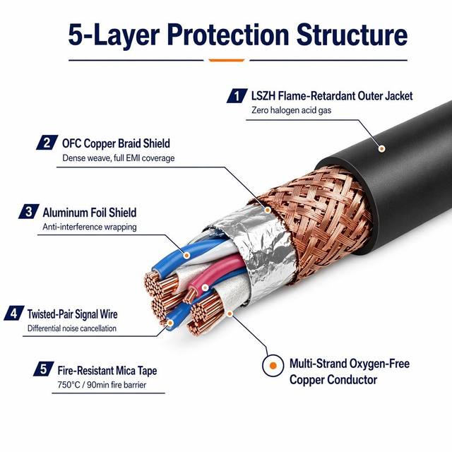 OEM Flame Retardant Halogen Free LSZH Armored Signal Cable Double Screened for Hospital Data Center Nuclear Plant