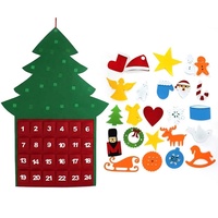 Ventes chaudes : Calendrier de l'Avent en tissu feutré personnalisé, écologique, à suspendre, pour enfants, avec 24 ornements