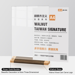 Espositore Verticale a T Personalizzato Premium Portatile per Ristoranti Negozi Uffici Hotel Base in Legno Porta-Insegne in Acrilico - Product Image 4