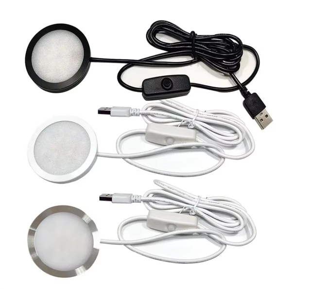Puck Lights 60x60mm Hot Sale USB LED Camper Caravan RV Lighting Small Kitchen Cabinet Light Indoor Interior Round Ceiling Lamp