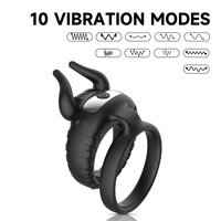 Stierkopf- und Horn-Penisring für Männer, Doppelring, Doppelvibration, Verzögerungsvibration, Penisring, Sexspielzeug für Männer
