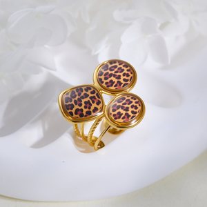 แหวนลายเสือดาว - ดีไซน์โดดเด่น หรูหรา ใช้งานได้หลากหลาย ไม่เสื่อมสภาพ - แหวนชุบทอง 18K สำหรับผู้หญิง - Product Image 4