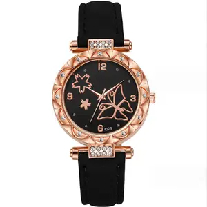 2023 New explosive women's watch fashion personality simple watch butterfly digital leather ladies watch set