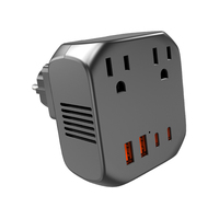 Adaptador de Viaje Multifuncional con Cable de 2000W, con Puertos USB-A y Tipo-C, Compatible con Enchufes AU, US, UK y EU