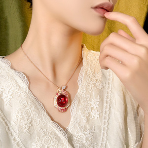 High Quality Eco-friendly <b>Copper</b> 14K Gold Filled Oval Cut 18*20 Imitation Geometric Pendant Necklace for Women - Product Image 2