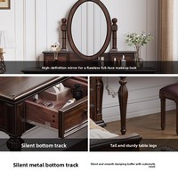 Coiffeuse multifonctionnelle de style américain vintage et campagnard pour chambre à coucher, en bois massif, avec miroir, inspirée des anciennes richesses, en noyer noir