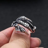 Bague pour homme en alliage de cuivre vieilli, style rétro, motif griffe de dragon, personnalisée, Hip Hop, gaufrée, imposante, Punk, ouverte et réglable