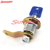 Serrure à came tubulaire SUNWAYT en alliage de zinc argenté de haute qualité 17mm/27mm avec clé en fer et couvercle en plastique pour la protection des armoires de machines de jeu