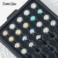 Moissanite synthétique Starsgem 3mm-10mm VS VVS, couleur bleu clair, taille brillant rond, pierres précieuses en promotion