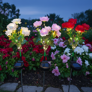 Nouvelle conception, lumière de jardin LED 1,2 V en forme de pivoine, étanche pour extérieur, parc, allée, paysage, fête, décoration - Product Image 1