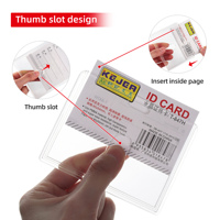Porte-carte d'identité en acrylique transparent avec trou de pouce facile d'accès Porte-badge robuste à 2 cartes pour étudiant infirmière et bureau