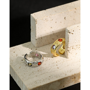 INS French Light Luxury <span class=keywords><strong>Color</strong></span> Zircon Temperamento S925 Anillo de plata pura Anillo Abierto Femenino - Product Image 2