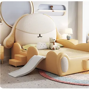 Luxury Kids Bedroom Furniture New Style Children Cribs With Slide Double Bed