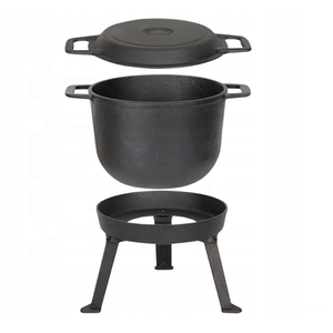 Casserole en <span class=keywords><strong>fonte</strong></span> personnalisée pour la chasse, le camping et la cuisine, avec <span class=keywords><strong>couvercle</strong></span> 2 en 1 et plaque de cuisson, <span class=keywords><strong>fonte</strong></span> polonaise avec pieds - Product Image 2