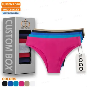 Custom Logo Seamless Women Panties Brazilian Ice Silk Traceless No Show 1 Piece Bonded Ladies Panties Seamless Underwear