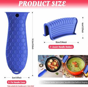 Juego de 4 piezas de protectores de silicona ecológicos antideslizantes con funda de agarre resistente al calor para utensilios de cocina - Product Image 2