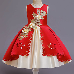 Boutique flor roja tutú vestidos para niñas pequeñas niños vestido de baile de lujo boda fiesta cumpleaños niña vestido princesa - Product Image 3