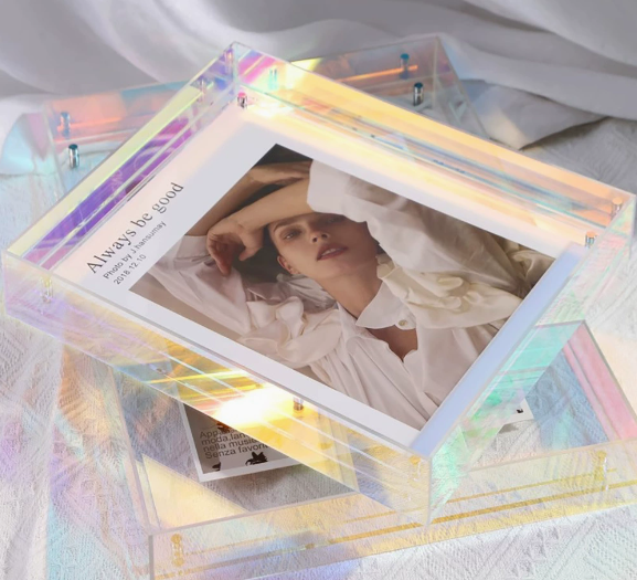 Transparent and colorful acrylic photo frame poster for wedding photos, multi-color art display stand for wall decoration