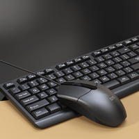 Ensemble clavier et souris filaires classiques pour entreprise, design ergonomique K11