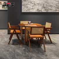 Ensemble de mobilier de restaurant J2S commercial moderne en bois, table ronde de luxe sur mesure pour hôtel, chaise en rotin, projet de mobilier
