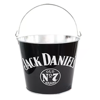 Seau à glace en acier galvanisé noir avec poignée en fer, logo personnalisé, pour fête, refroidisseur de bière