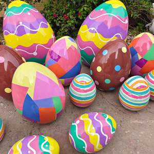 Huevos de Pascua Grandes y Coloridos de Fibra de Vidrio Ecológicos, Diseño Art Deco, Hechos a Mano, Duraderos para Decoración de Jardín al Aire Libre, Recubiertos con Resina - Product Image 2