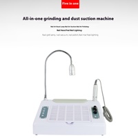 Polisseuse à ongles électrique 5 en 1 avec lampe à LED UV Séchoir à gel Collecteur de poussière-Machine à ongles de salon multifonctionnelle en plastique durable