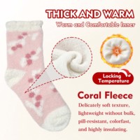 Chaussettes douillettes en polaire corail à imprimé floral pour femme, chaudes et confortables, idéales pour l'intérieur, le sommeil ou comme cadeau de Noël