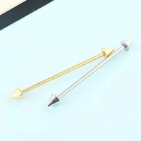 Stainless Steel Double-Ended Pointed Cone Long Rod Extra-Long Piercing Jewelry Double Ear Hole Ear Bridge Stud Earrings