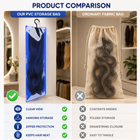 Sac de rangement portable de qualité supérieure pour perruques avec cintre, sac de transport pour extensions de cheveux naturels/queue de cheval/clip