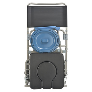 Wheeled <b>Commode</b> Chair With 4 Speed Height Adjustment For Elderly Patients Bathroom Use <b>Folding</b> Portable Toilet Seat - Product Image 3