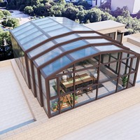 Kaca Laminasi Low-E Berbahan Aluminium Alloy Modern yang Dapat Ditarik, Insulasi Panas, Penutup Kolam Renang Geser Elektrik untuk Hotel
