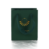 Sacs en papier de luxe personnalisés pour bijoux, vente en gros, sacs de shopping verts pour bijoux avec estampage à chaud, sacs d'emballage pour bijoux
