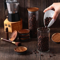Couvercle en bois d'acacia Yuan Zhuo écologique et durable, avec joint en silicone hermétique, taille personnalisable, qualité alimentaire, pour bocaux Mason - Vente chaude