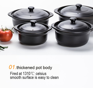 Ensemble de casseroles en céramique minimaliste écologique de haute qualité avec couvercle noir pour <span class=keywords><strong>Dolsot</strong></span> <span class=keywords><strong>Bibimbap</strong></span> et soupe Hot Pot - Product Image 3
