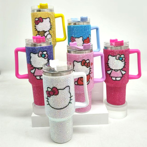 Nuevo Vaso Personalizado con Cristales de Imitación, Aislado al Vacío, de Acero Inoxidable, con Pajita, 40 oz, Moderno, para Fiestas - Product Image 1