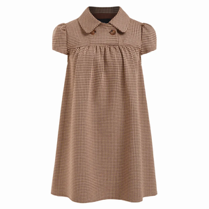Abito da Bambina Personalizzato in Tweed Classico, 100% Poliestere Traspirante, Manica Corta Invernale, Colletto <span class=keywords><strong>Peter</strong></span> <span class=keywords><strong>Pan</strong></span>, Linea A - Product Image 3