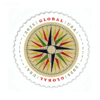 Timbres-poste personnalisables pour envoi postal, thème Première Classe 2025, Global Us Forever 1794 Rose de la Boussole, timbres-poste et étiquettes de frais de port