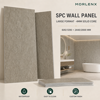 Panneau mural décoratif SPC MORLENX en texture marbre taupe, imperméable, pour réception, villa, aménagement intérieur