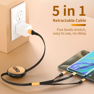 Cable de Carga Rápida Retráctil 3 en 2 de 120W, USB Tipo-C, Micro USB, 8 Pines, Núcleo de Cobre Puro, Supercargador de 1.2m 6A para Viajes y Uso Móvil - Product Image 3