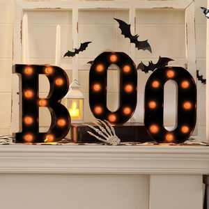 ไฟตัวอักษรเรืองแสง BOOLED, ไฟตกแต่งปาร์ตี้ฮาโลวีน, ไฟตกแต่งสยองขวัญ, ป้ายไฟ BOO, ของตกแต่งเทศกาล, ไฟตกแต่ง - Product Image 1